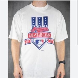 ⭐️ Vintage MLB ALL STAR GAME '97 MLB CLEVELAND INDIANS JACOBS FIELD t-shirt red